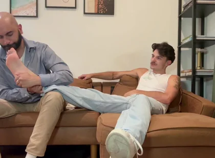 Licking master stinky feet cuming