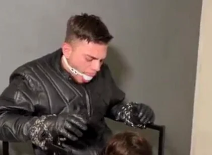 Bound biker boys cuming