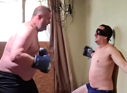 Silver Stepdaddy Boxer Testing His Strength On The Jobber