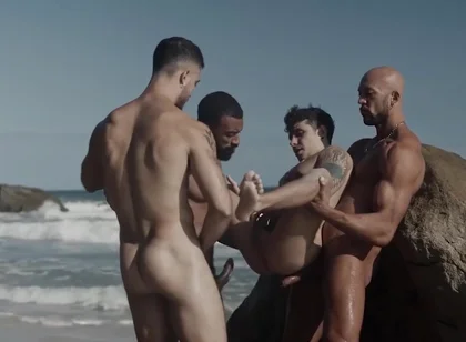 Watch A Group Of Handsome Muscular Studs Have An Outdoor Wild Orgy By The Beach - Andy Rodrigues And Markin Wolf
