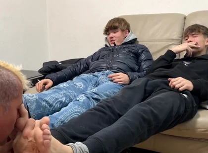 Sniffing feet and socks masters