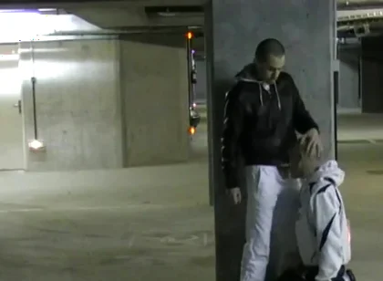 Fucked by scally boy in public parking in paris