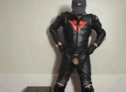 leather biker gear cum load