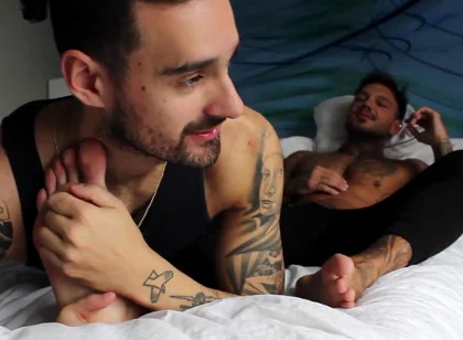 Feet licking tattoo boys