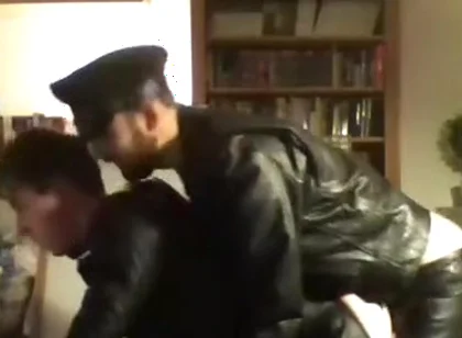 Master in leather gear hot fucking
