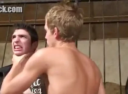 Bound thug boy sucking cock
