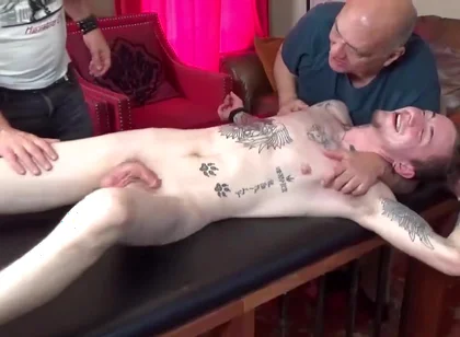 Envy tickled and teased cum load