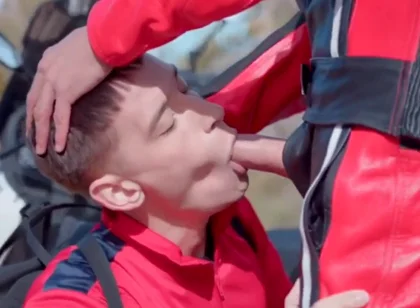 Biker cock sucking outdoor
